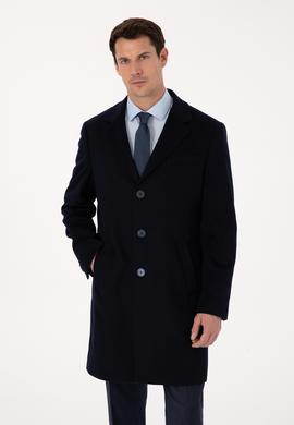 Lacivert Slim Fit %100 Kaşmir Palto