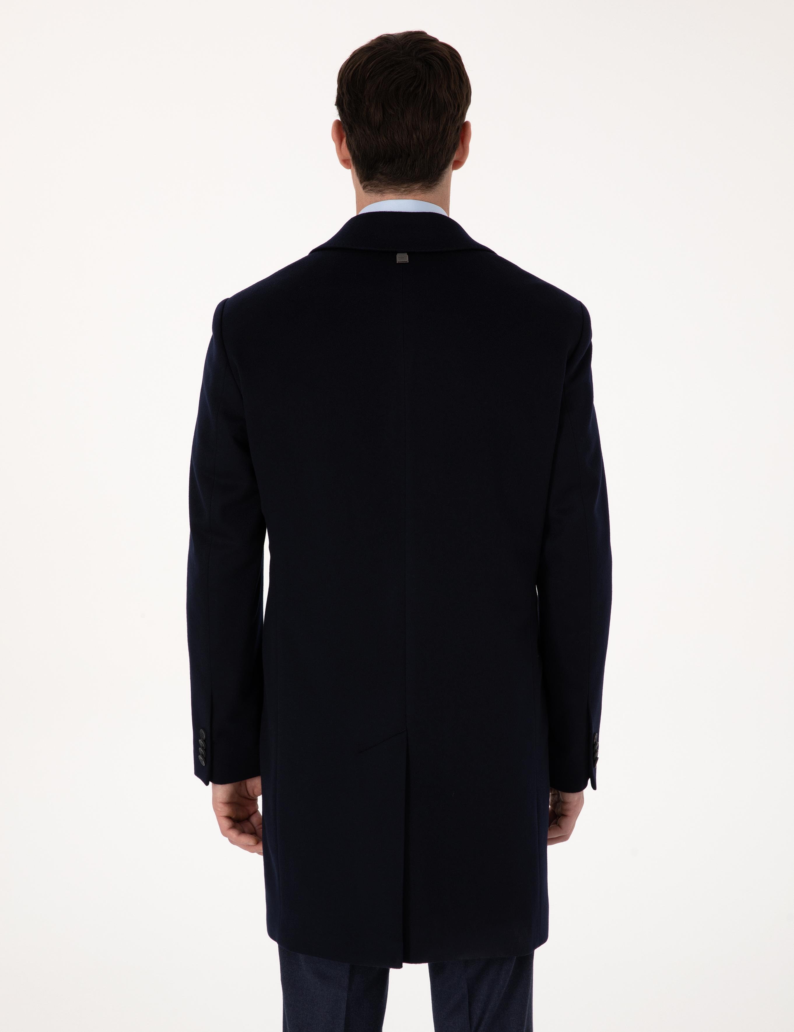 Lacivert Slim Fit %100 Kaşmir Palto - 50314889002