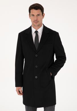 Siyah Slim Fit %100 Kaşmir Palto