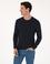 Lacivert Slim Fit Yün Karışımlı Bisiklet Yaka Basic Triko Kazak