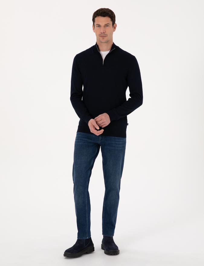 Lacivert Slim Fit Jean Pantolon