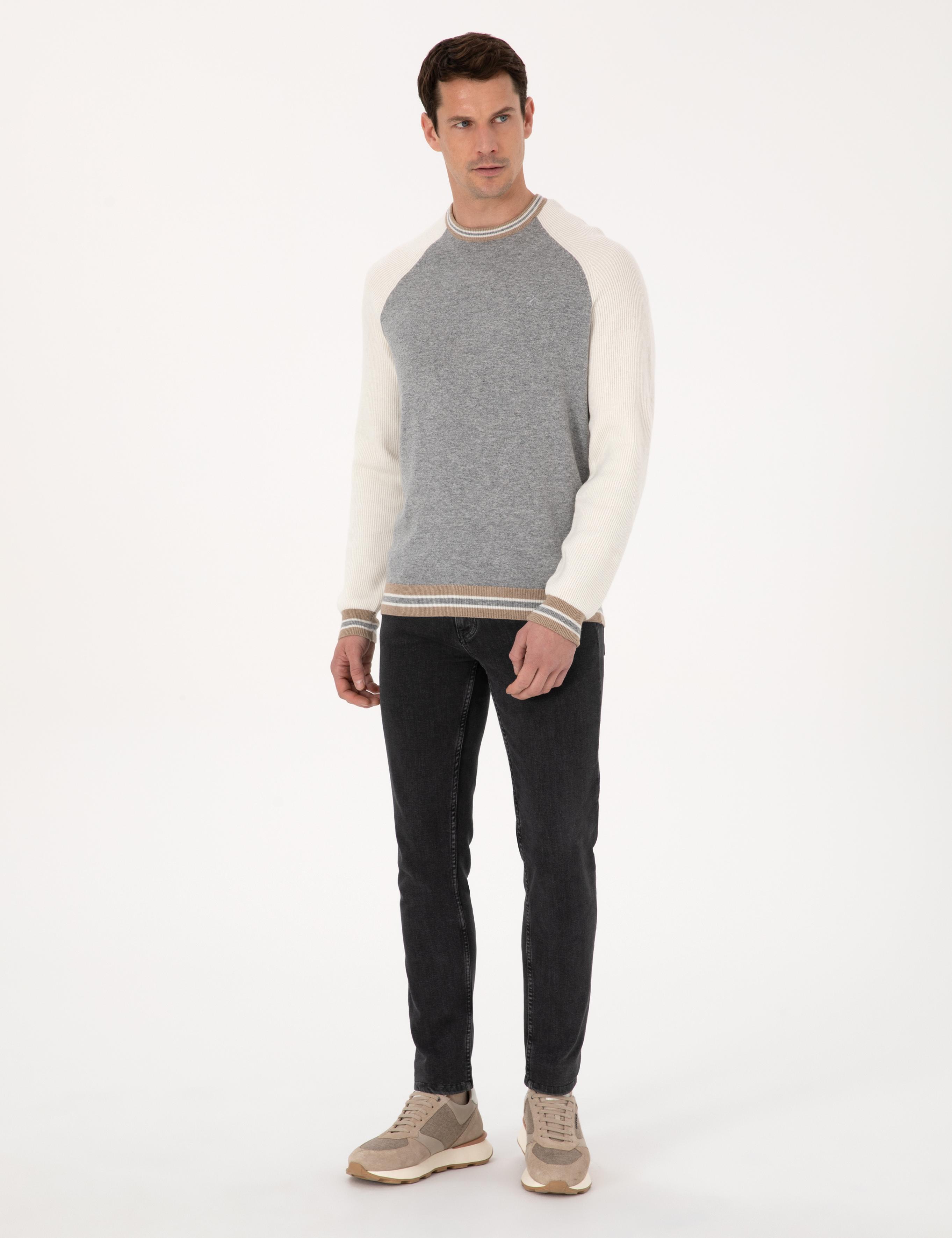 Açık Gri Slim Fit Kazak - 50311903025