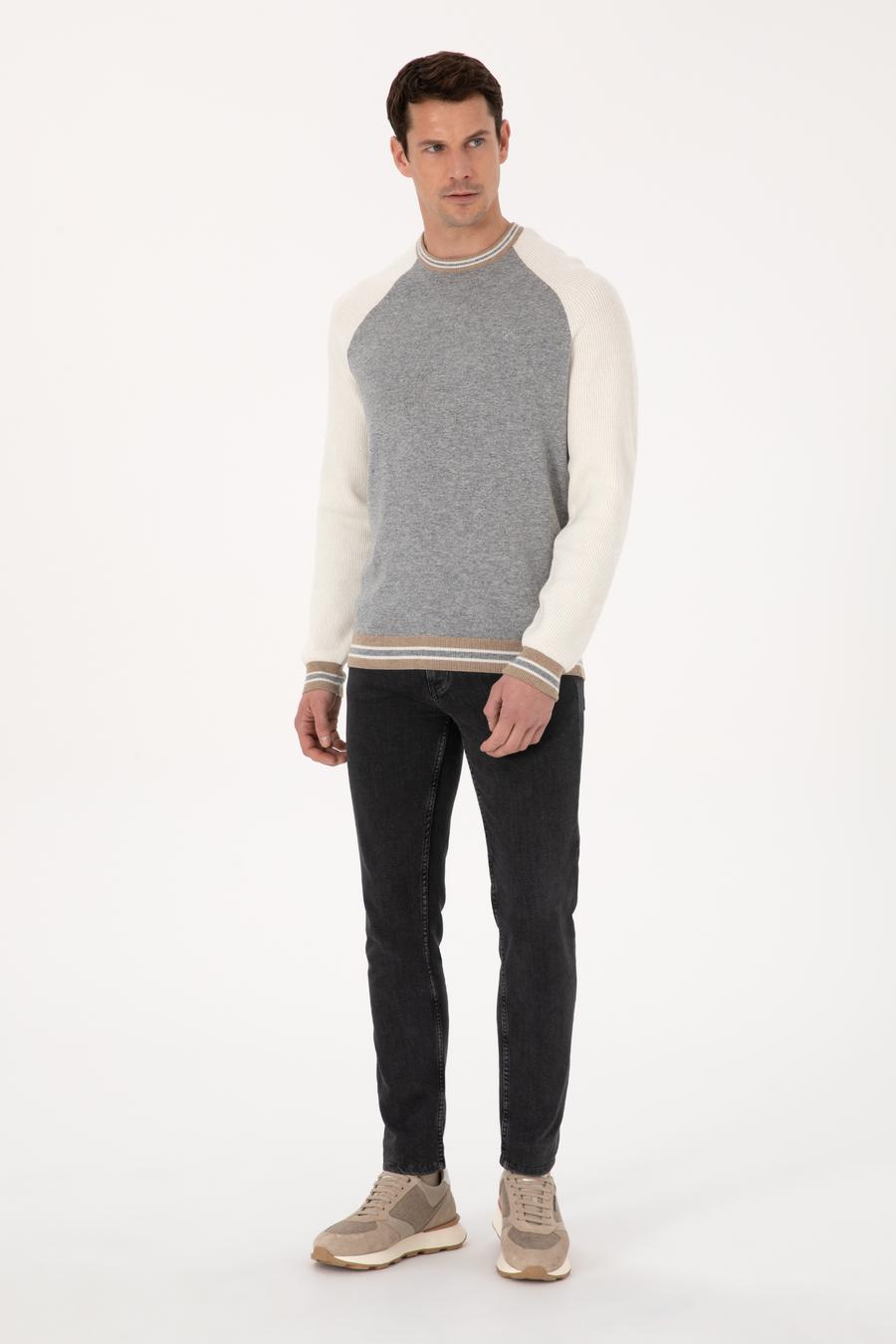 Açık Gri Slim Fit Kazak - 50311903025