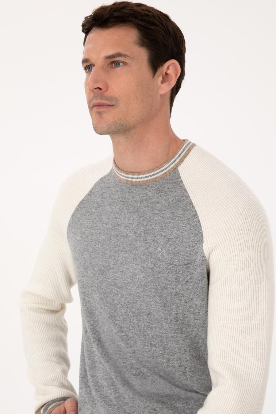 Açık Gri Slim Fit Kazak - 50311903025