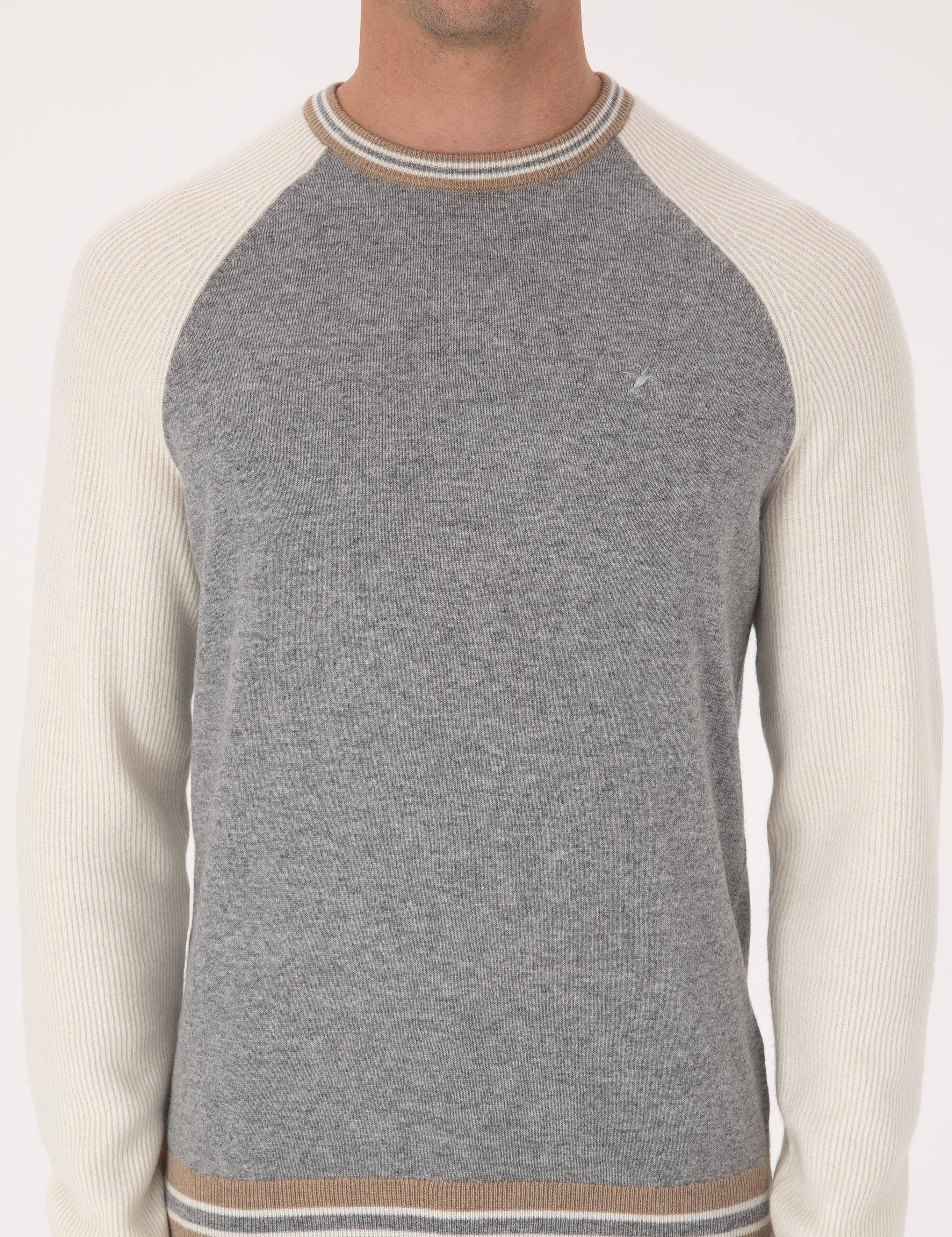 Açık Gri Slim Fit Kazak - 50311903025