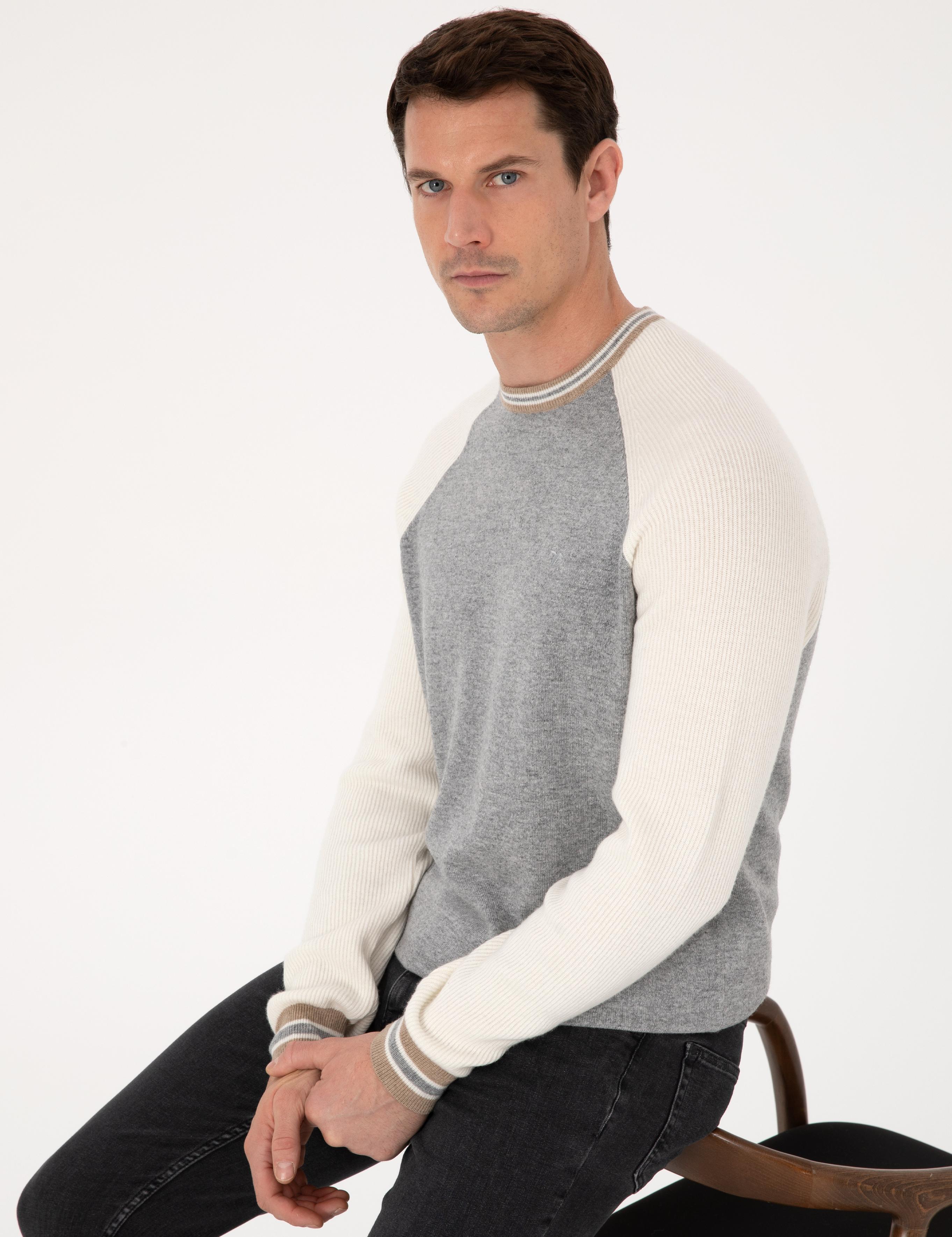 Açık Gri Slim Fit Kazak - 50311903025