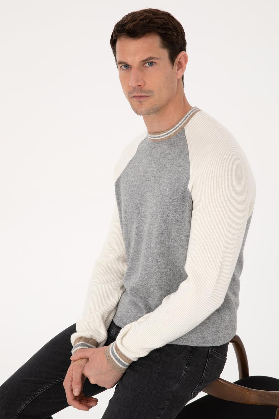 Açık Gri Slim Fit Kazak - 50311903025