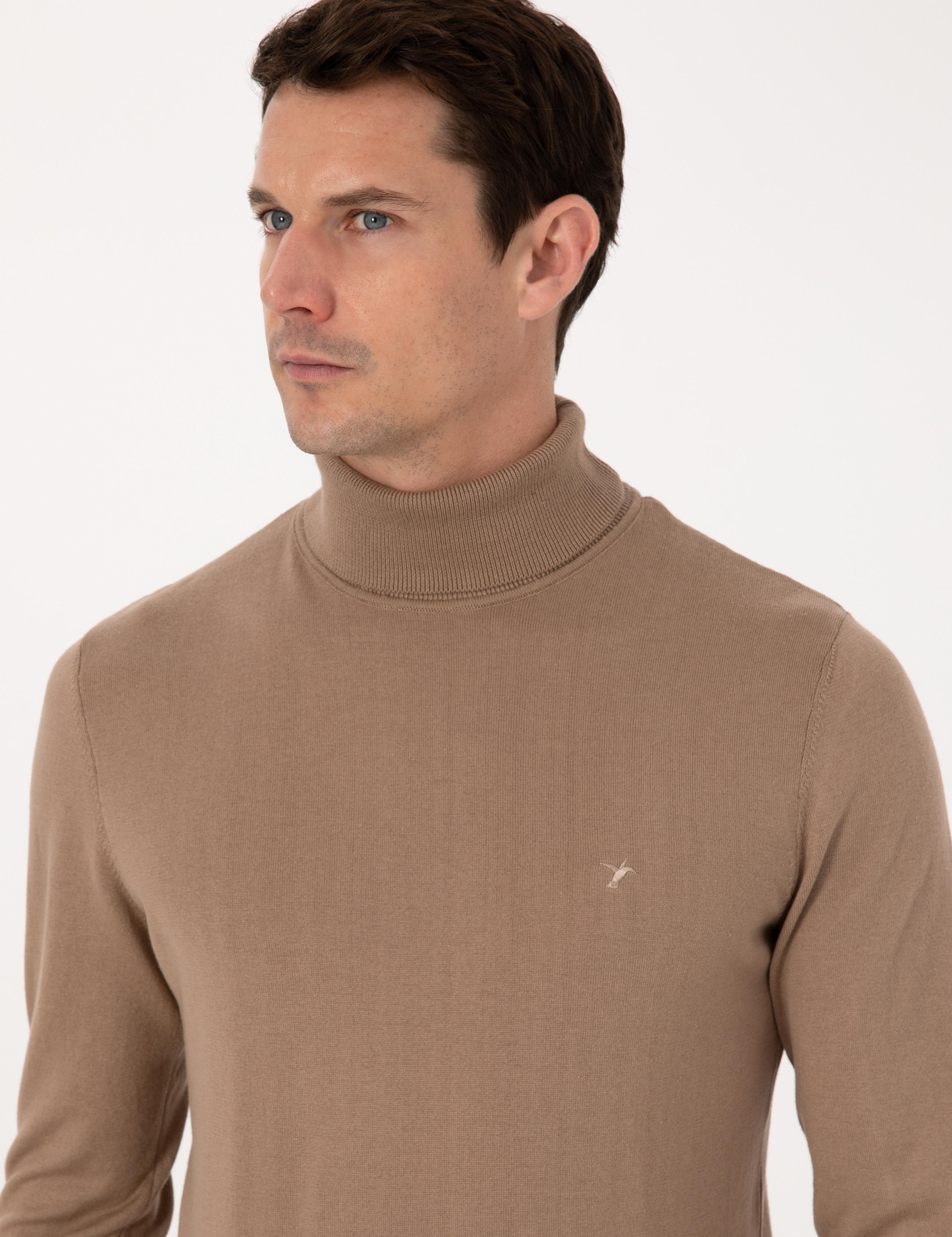 Camel Slim Fit Pamuk Karışımlı Balıkçı Yaka Triko Kazak - 50318678033