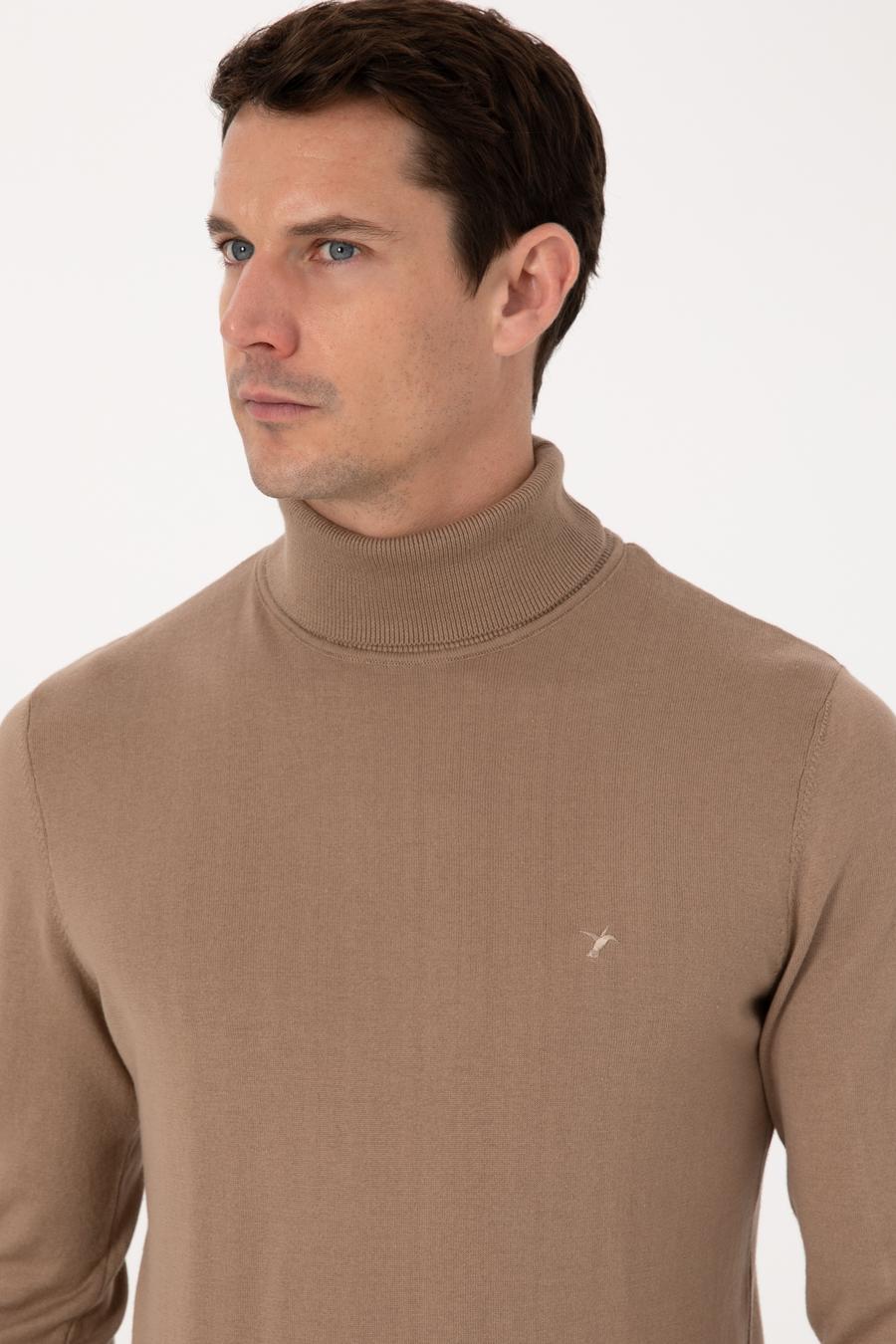 Camel Slim Fit Pamuk Karışımlı Balıkçı Yaka Triko Kazak - 50318678033