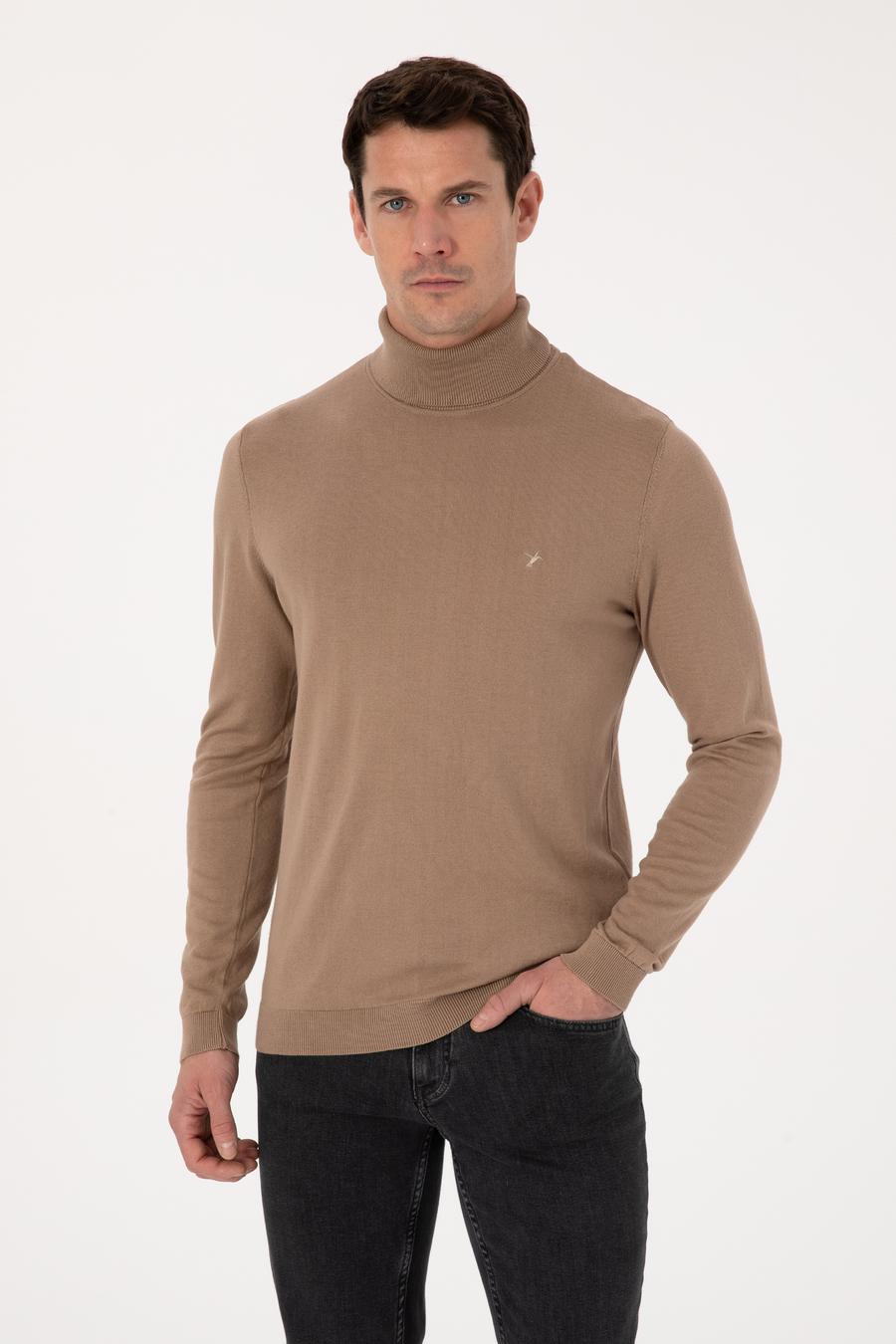 Camel Slim Fit Pamuk Karışımlı Balıkçı Yaka Triko Kazak - 50318678033