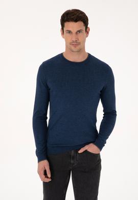 İndigo Slim Fit Pamuk Karışımlı Bisiklet Yaka Triko Kazak
