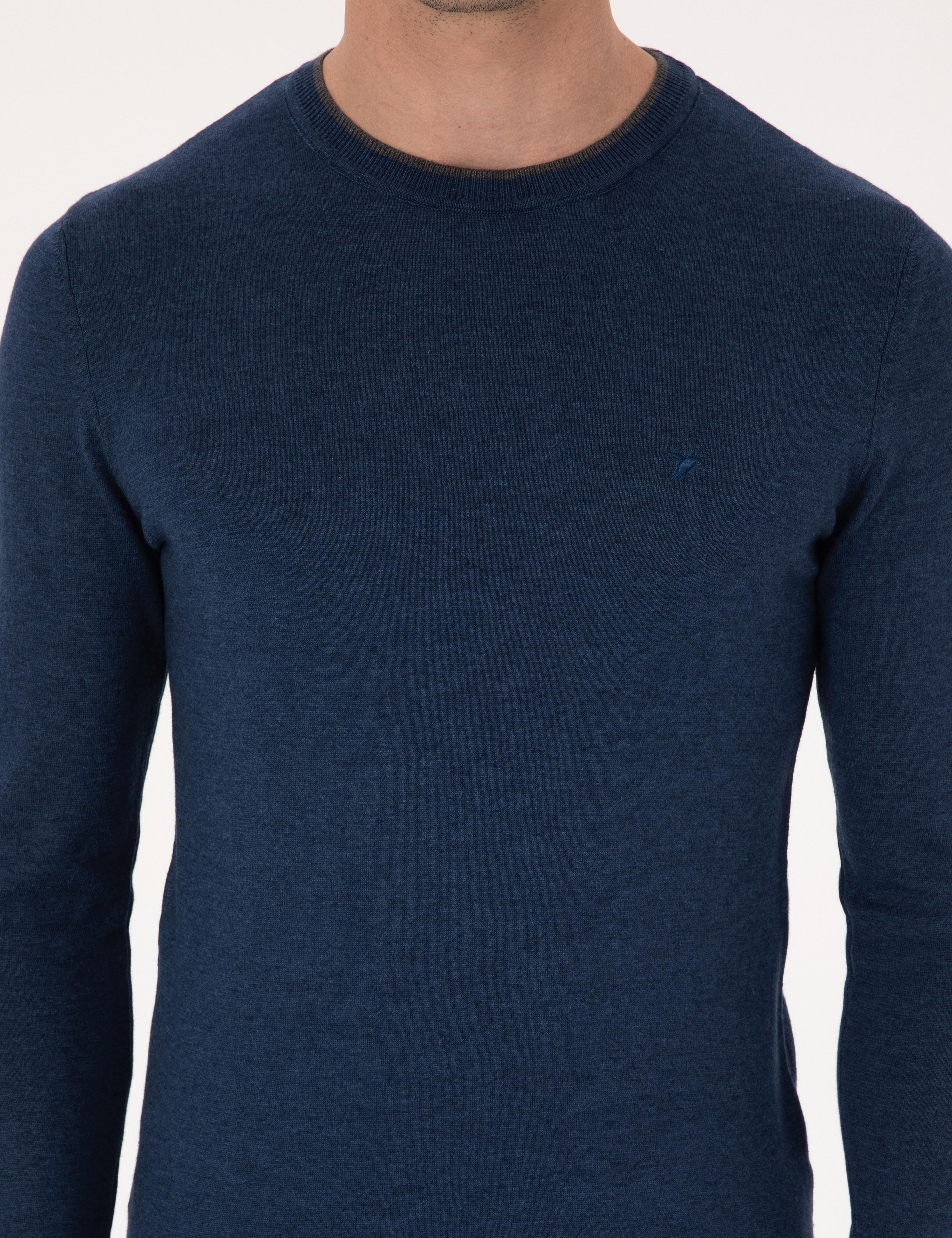 İndigo Slim Fit Pamuk Karışımlı Bisiklet Yaka Triko Kazak - 50318676010