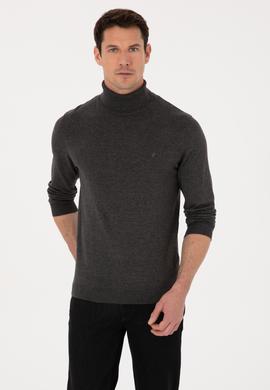 Füme Slim Fit Pamuk Karışımlı Balıkçı Yaka Basic Triko Kazak