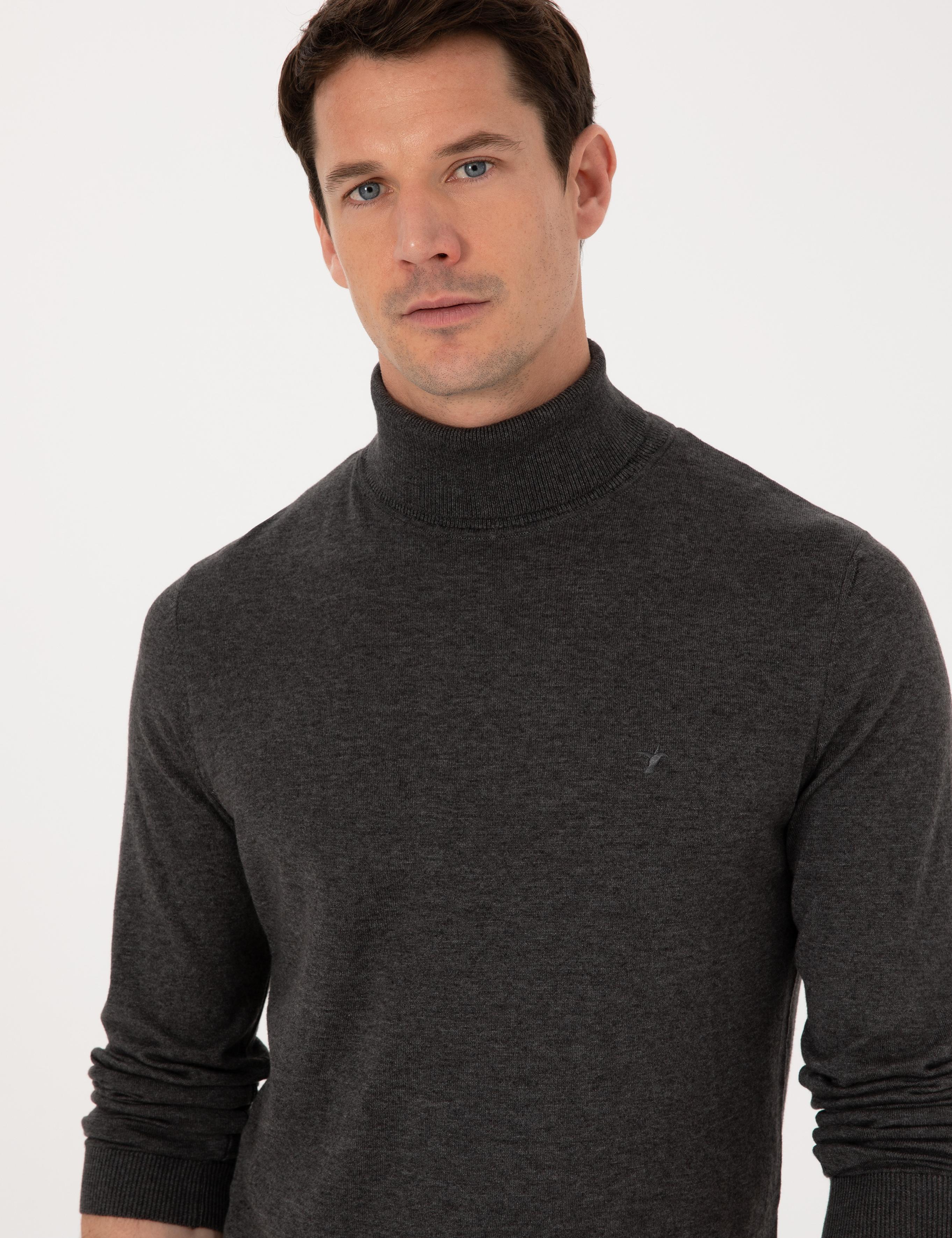 Füme Slim Fit Pamuk Karışımlı Balıkçı Yaka Basic Triko Kazak - 50318678028