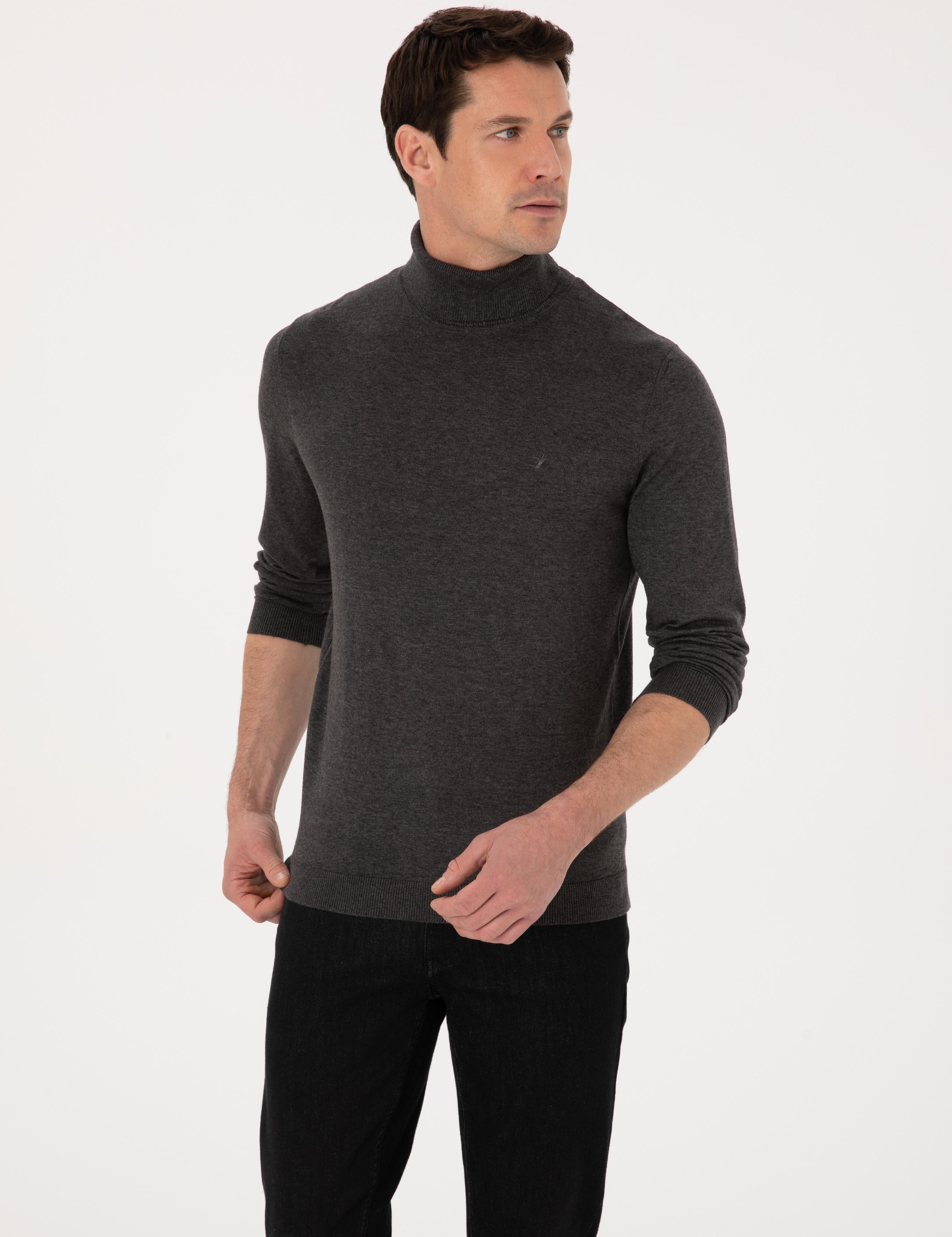 Füme Slim Fit Pamuk Karışımlı Balıkçı Yaka Basic Triko Kazak - 50318678028