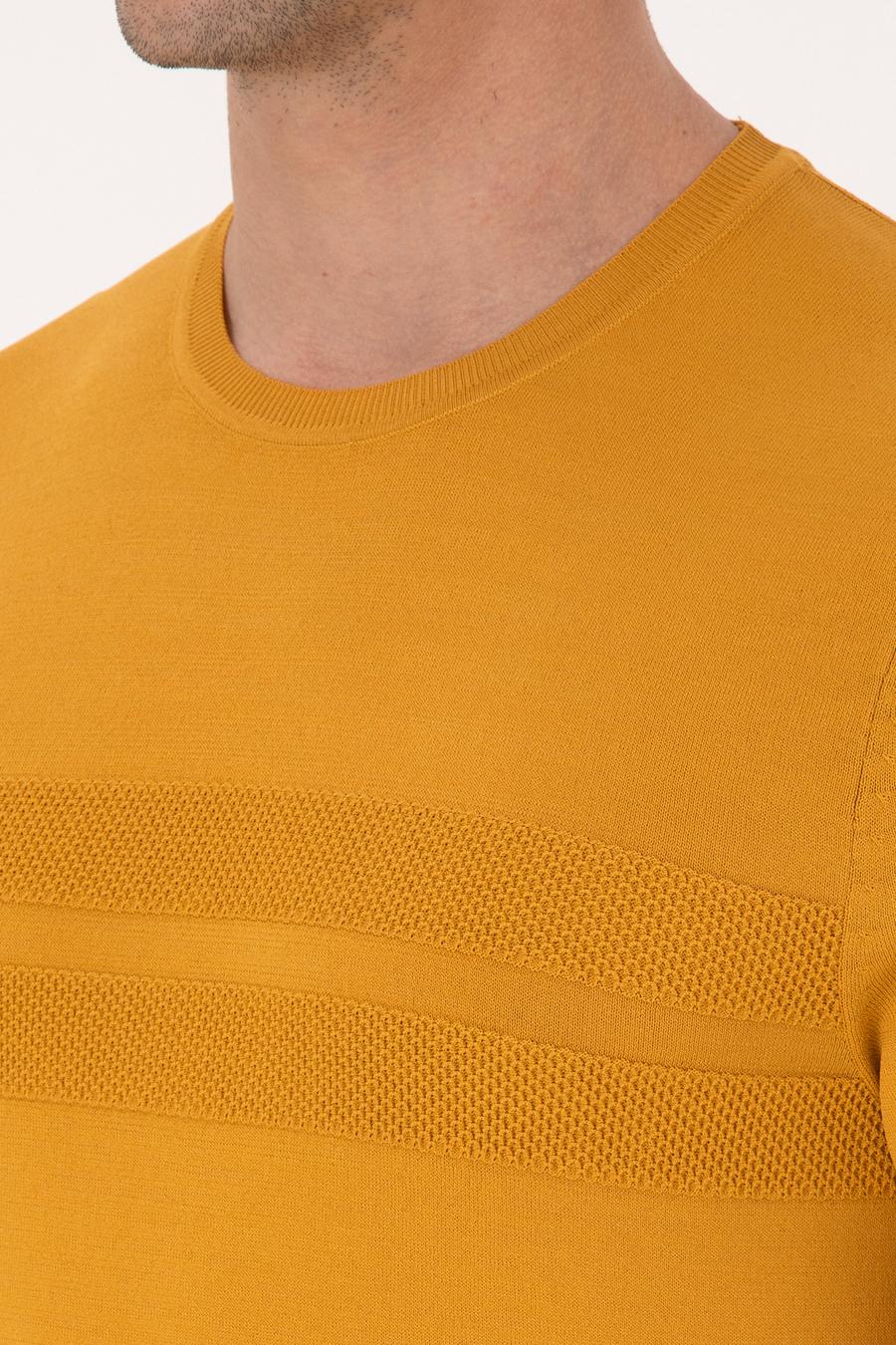 Hardal Slim Fit Bisiklet Yaka Triko T-shirt - 50311875029
