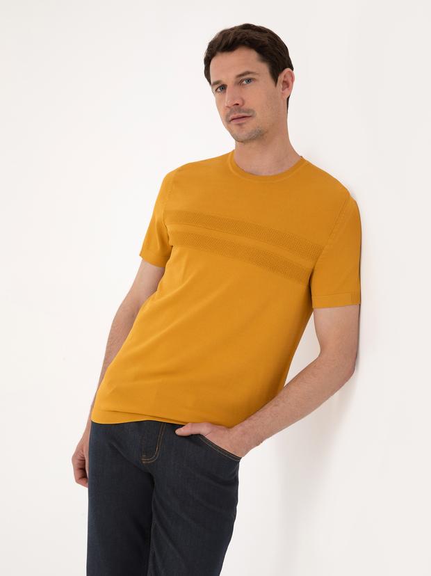 Hardal Slim Fit Bisiklet Yaka Triko T-shirt