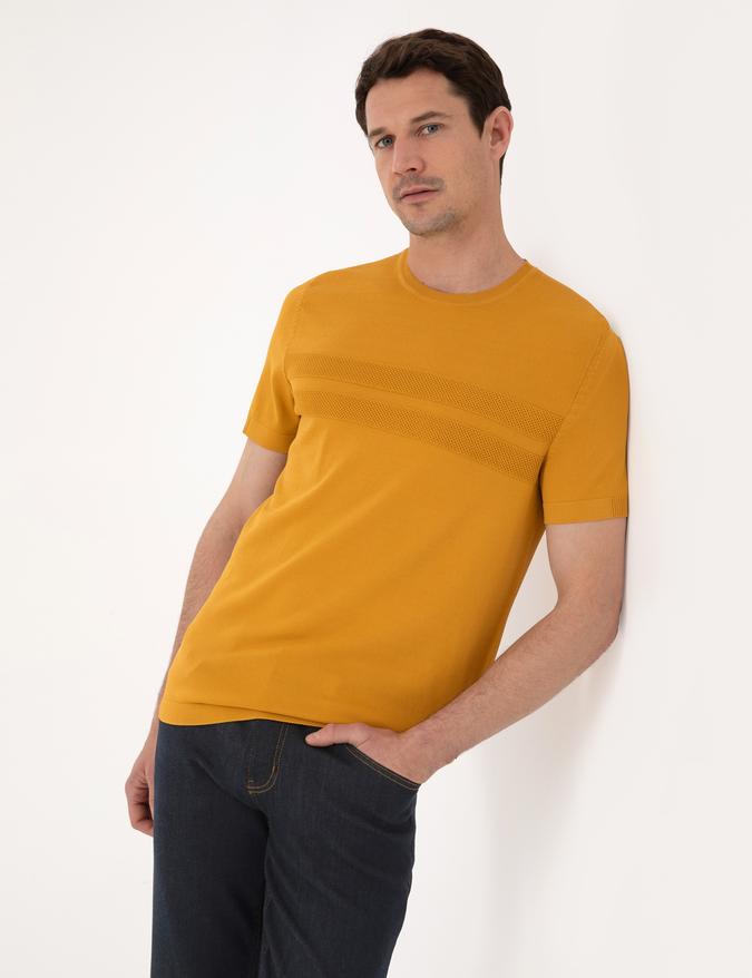 Hardal Slim Fit Bisiklet Yaka Triko T-shirt