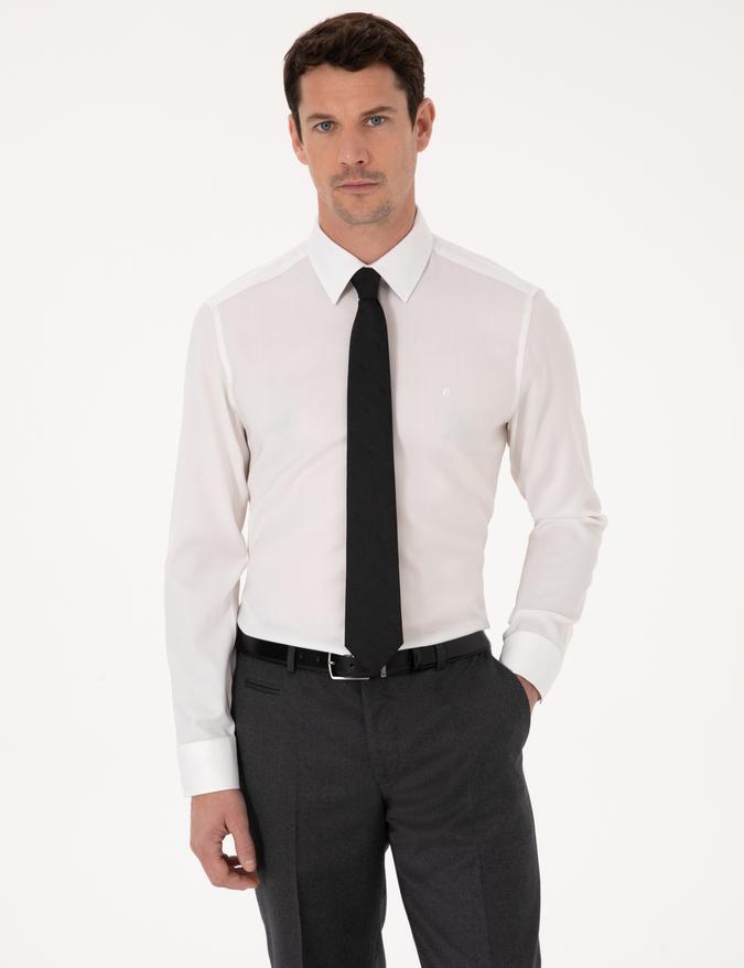 Beyaz Slim Fit Uzun Kollu Gömlek
