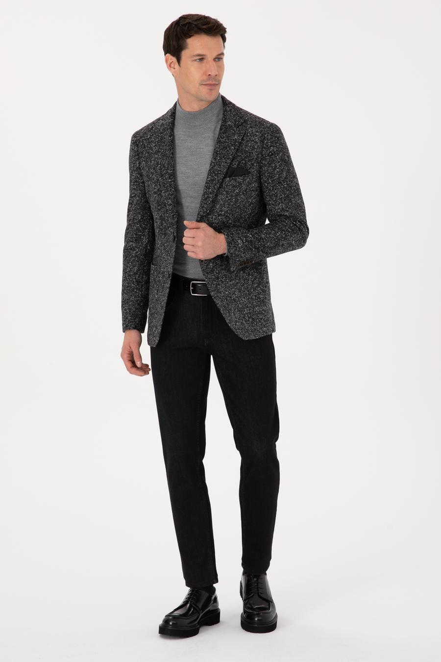Füme Ekstra Slim Fit Yün Karışımlı Ceket - 50272729008