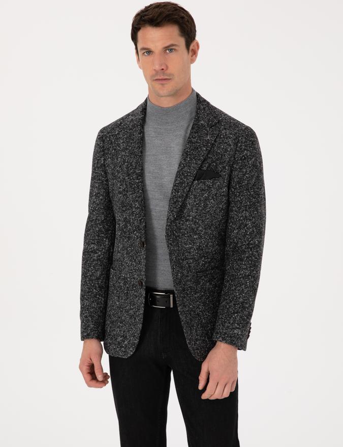 Füme Ekstra Slim Fit Yün Karışımlı Ceket