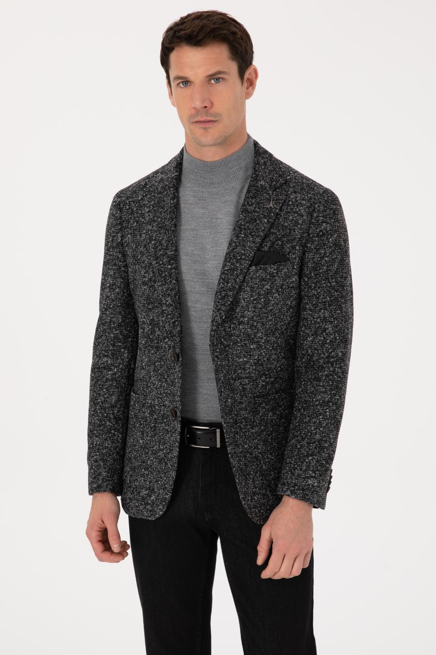 Füme Ekstra Slim Fit Yün Karışımlı Ceket - 50272729008