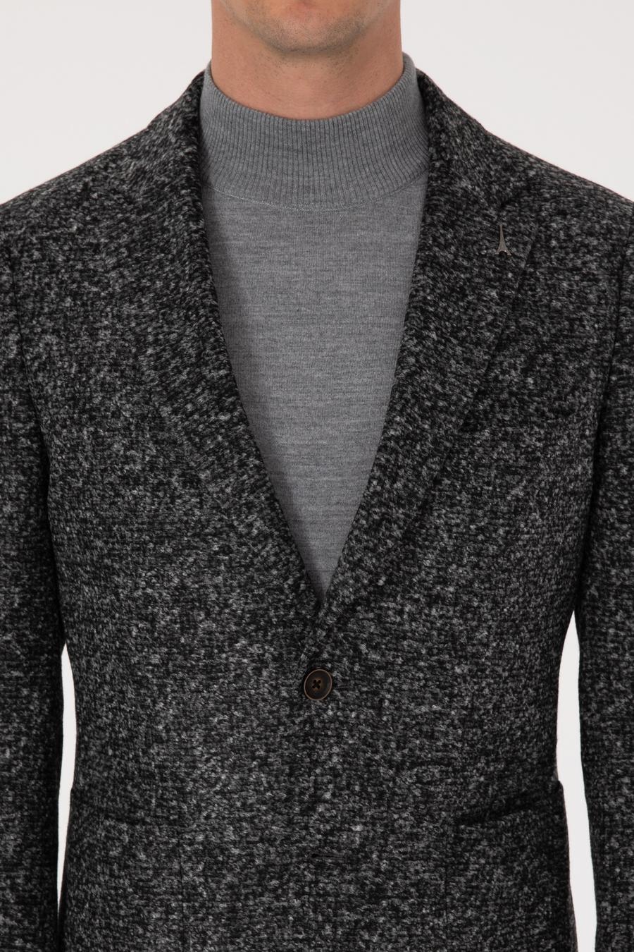 Füme Ekstra Slim Fit Yün Karışımlı Ceket - 50272729008