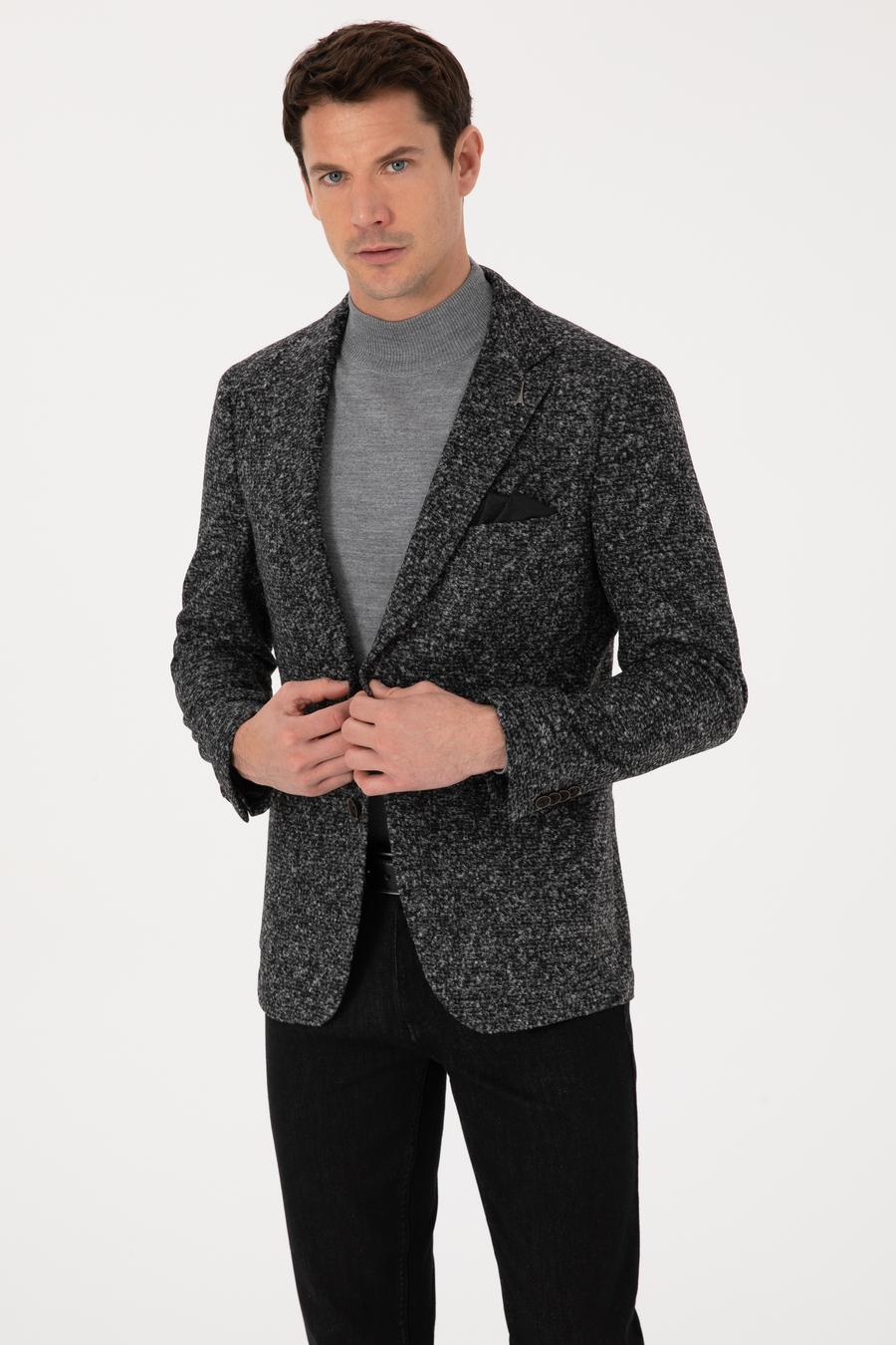 Füme Ekstra Slim Fit Yün Karışımlı Ceket - 50272729008