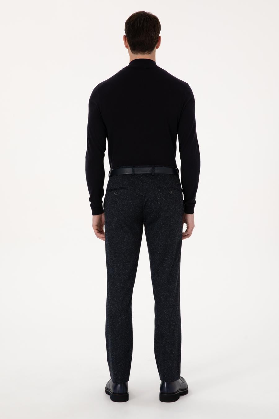Lacivert Slim Fit Yün Karışımlı Kumaş Pantolon - 50273665002