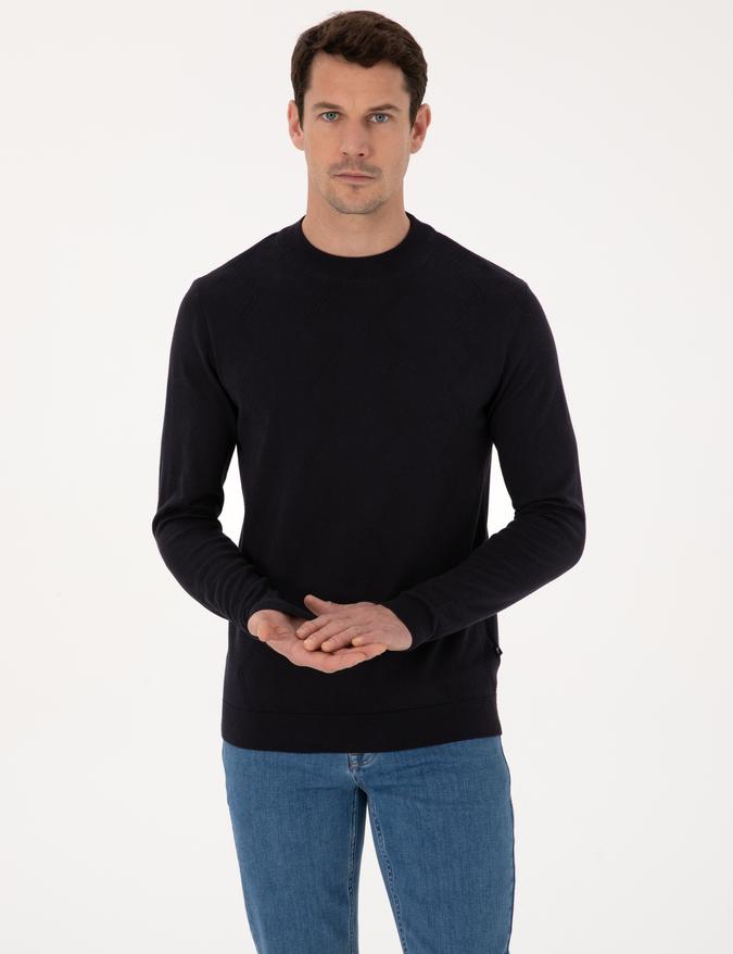 Lacivert Slim Fit Kazak