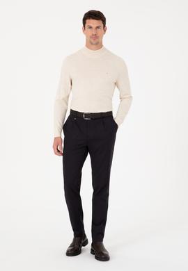 Lacivert Carrot Fit Kanvas Pantolon
