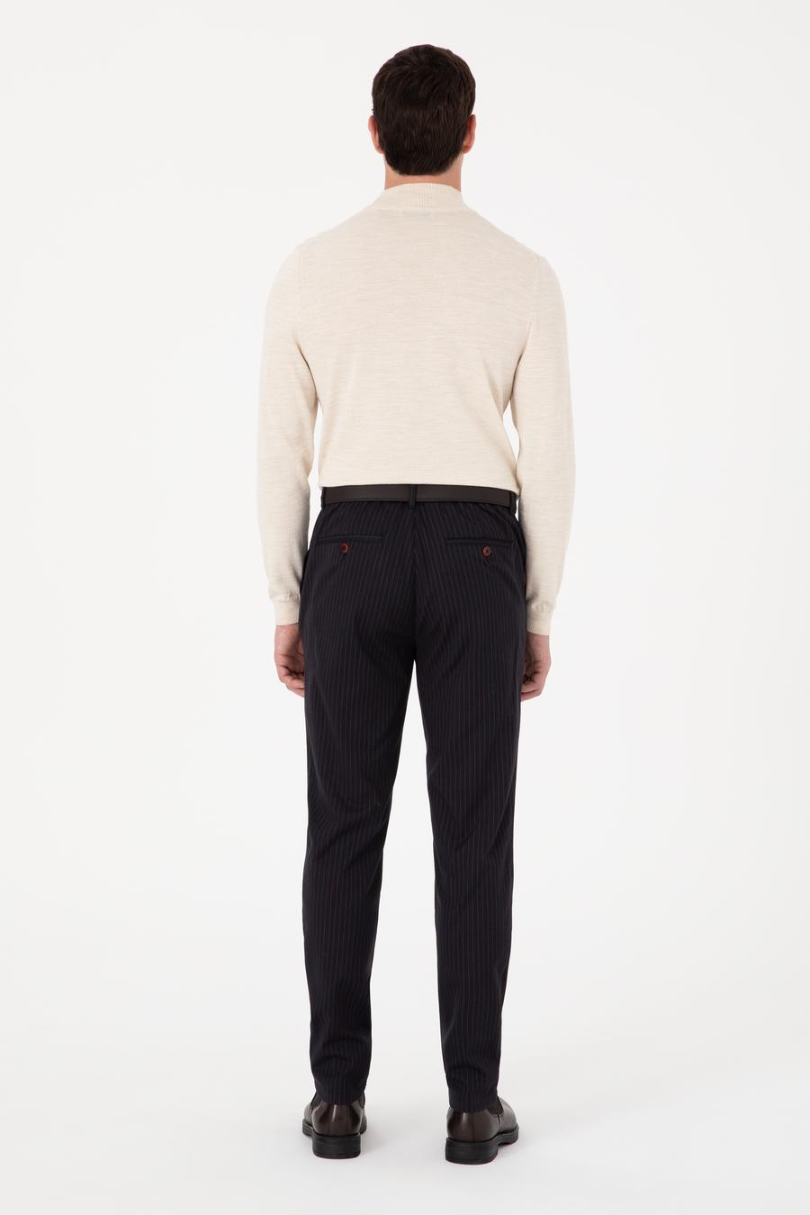 Lacivert Carrot Fit Kanvas Pantolon - 50308679022