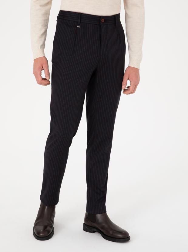 Lacivert Carrot Fit Kanvas Pantolon