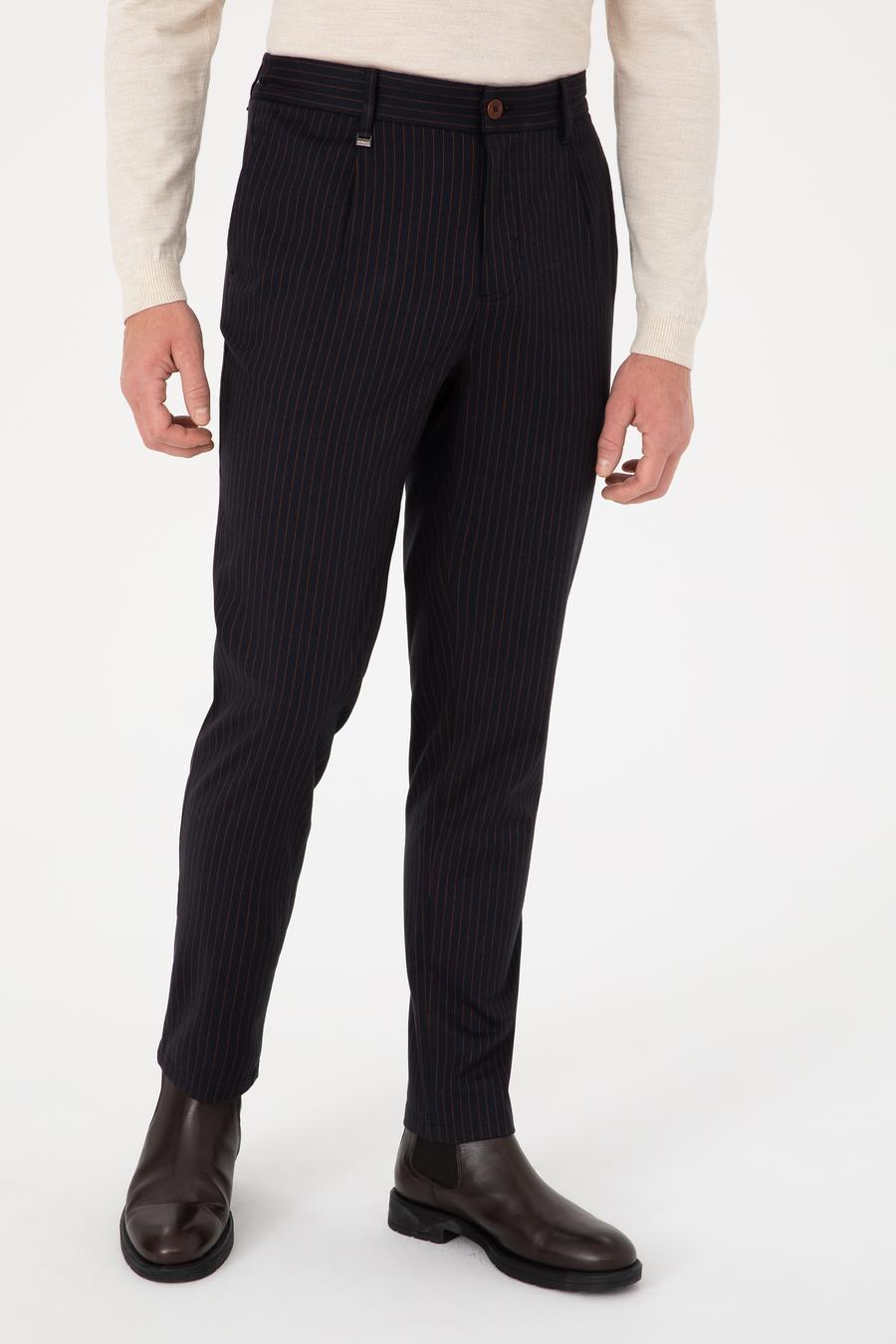 Lacivert Carrot Fit Kanvas Pantolon - 50308679022