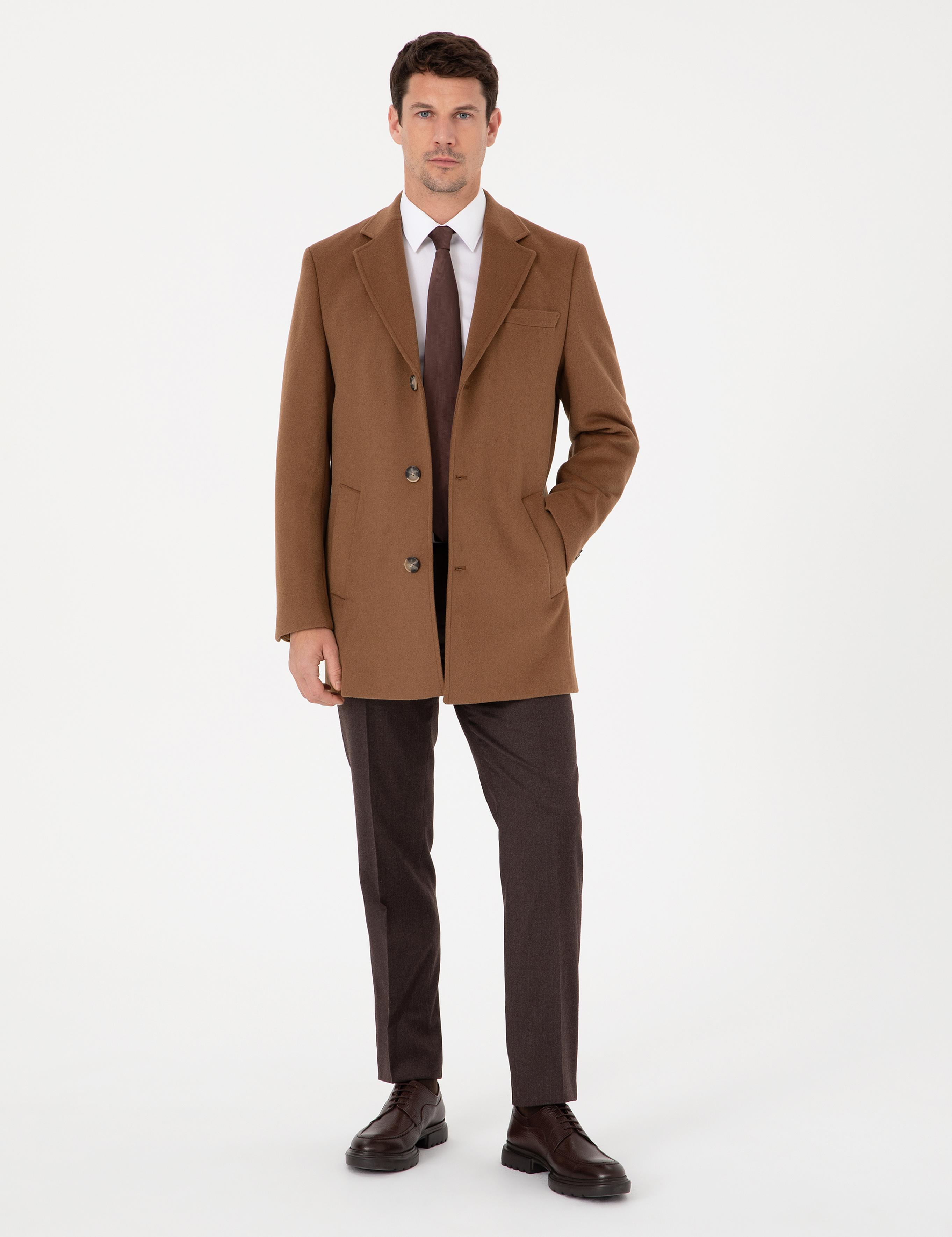Vizon Ex Slim Fit Yün Karışımlı Palto - 50319242027