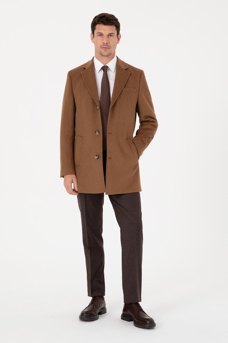 Vizon Ex Slim Fit Yün Karışımlı Palto - 50319242027