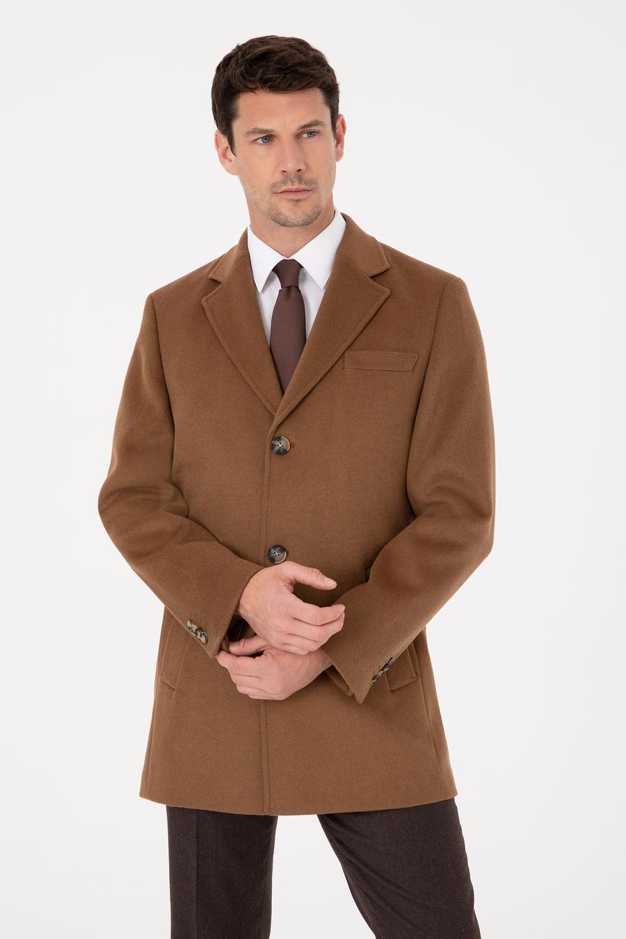 Vizon Ex Slim Fit Yün Karışımlı Palto - 50319242027