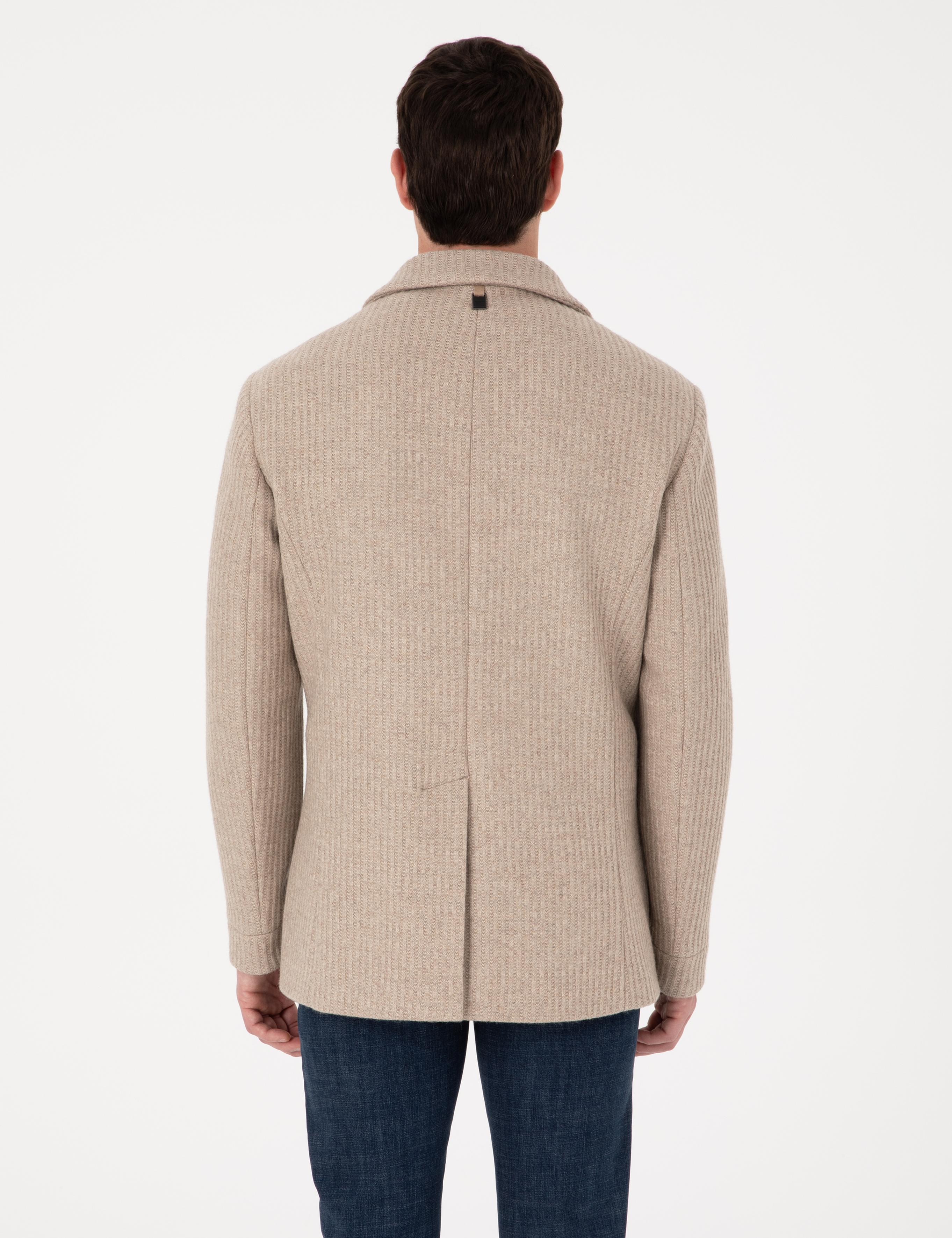 Vizon Slim Fit Yün Karışımlı Kruvaze Kaşe Kaban - 50309909016