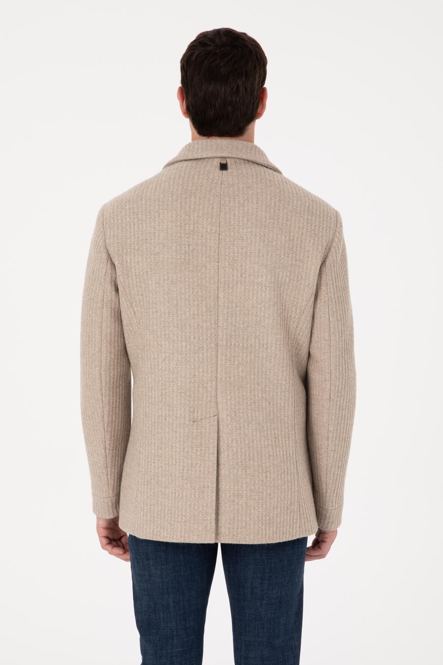 Vizon Slim Fit Yün Karışımlı Kruvaze Kaşe Kaban - 50309909016