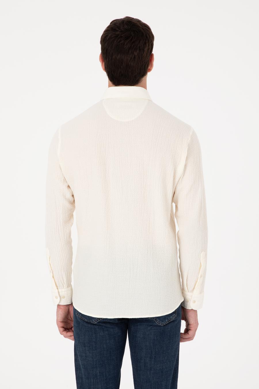 Ekru Regular Fit Uzun Kollu Gömlek - 50311507042