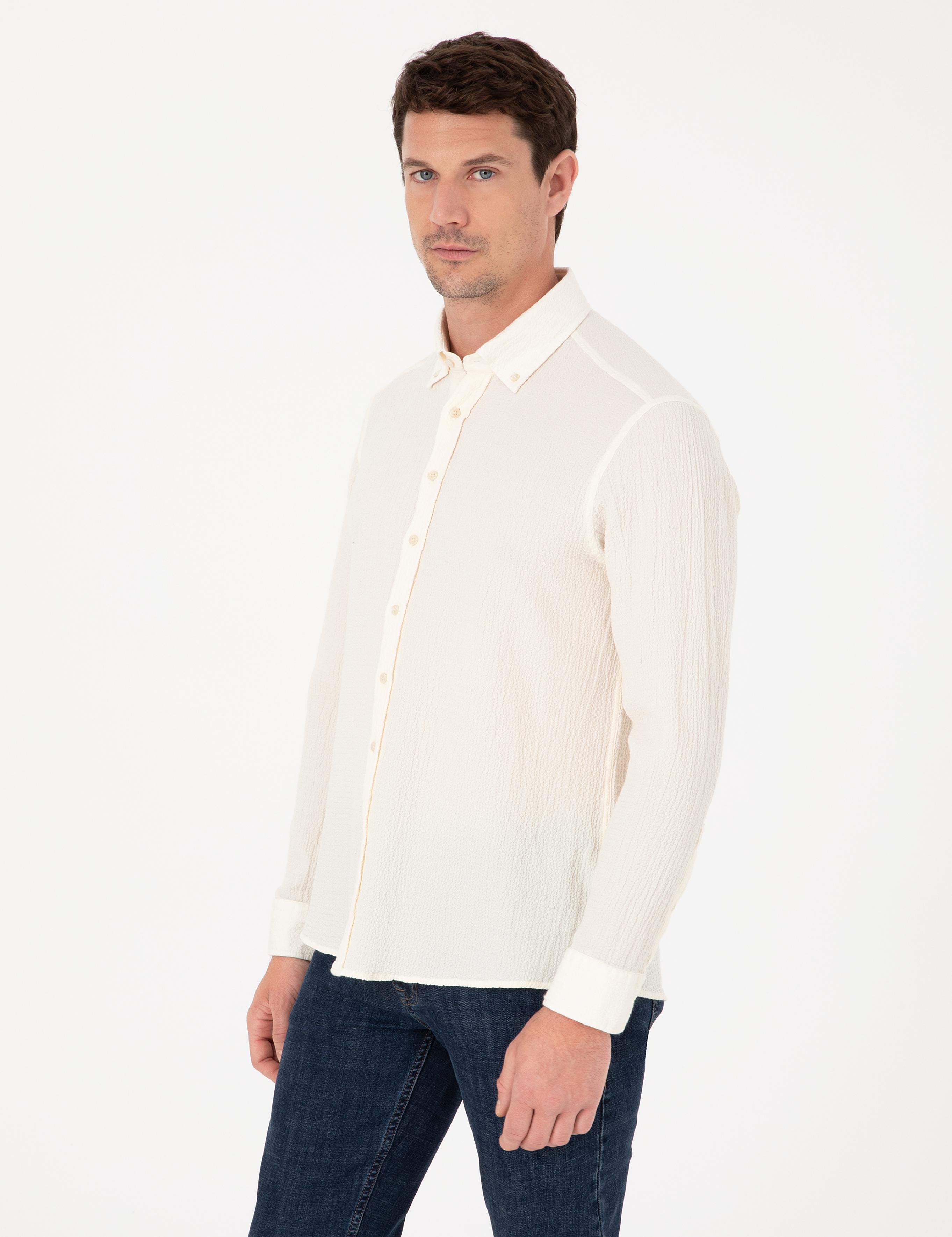 Ekru Regular Fit Uzun Kollu Gömlek - 50311507042
