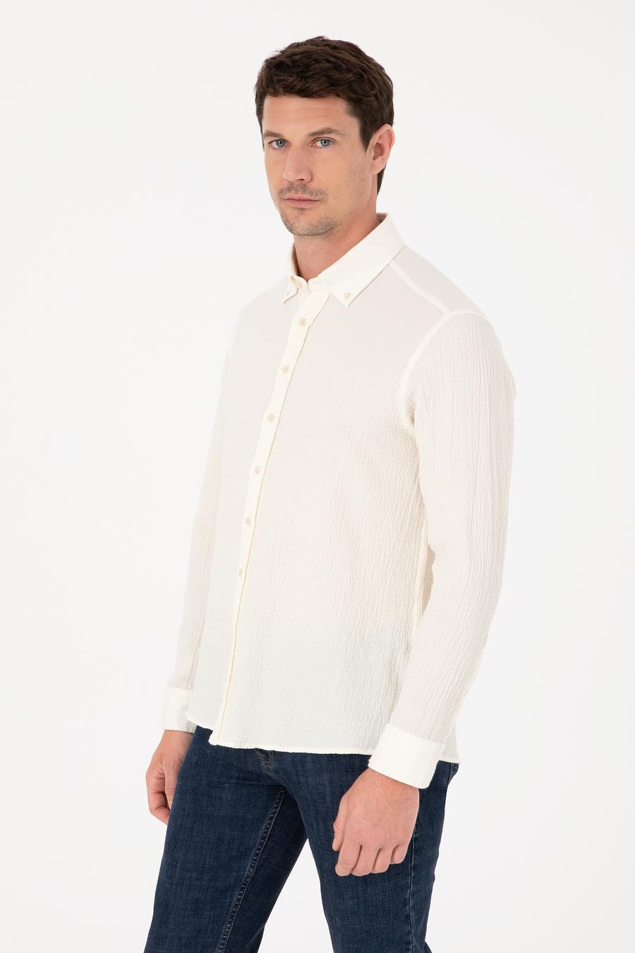 Ekru Regular Fit Uzun Kollu Gömlek - 50311507042