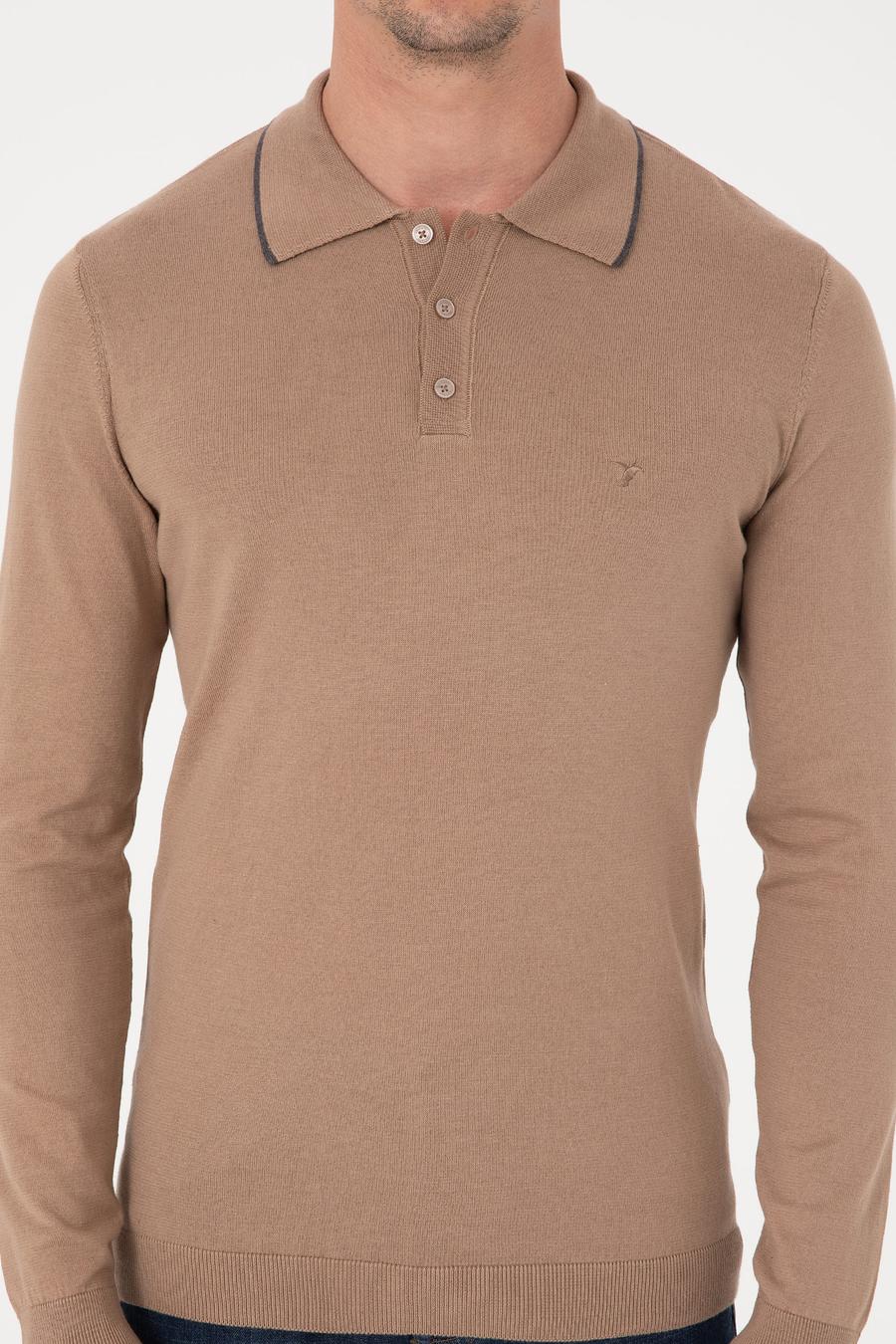 Camel Slim Fit Pamuk Karışımlı Polo Yaka Triko Kazak - 50318712025