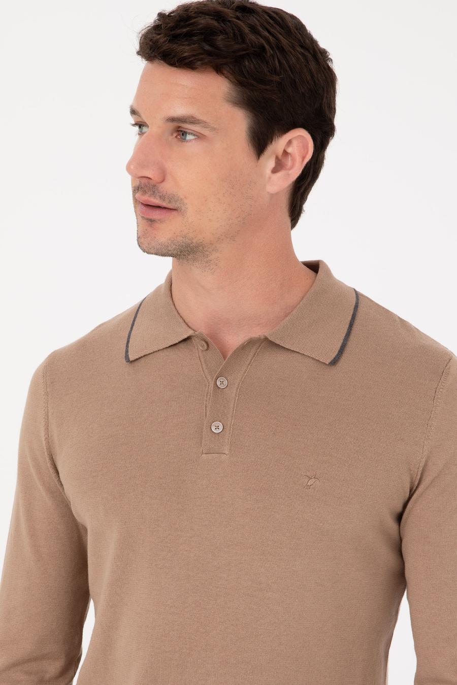 Camel Slim Fit Pamuk Karışımlı Polo Yaka Triko Kazak - 50318712025