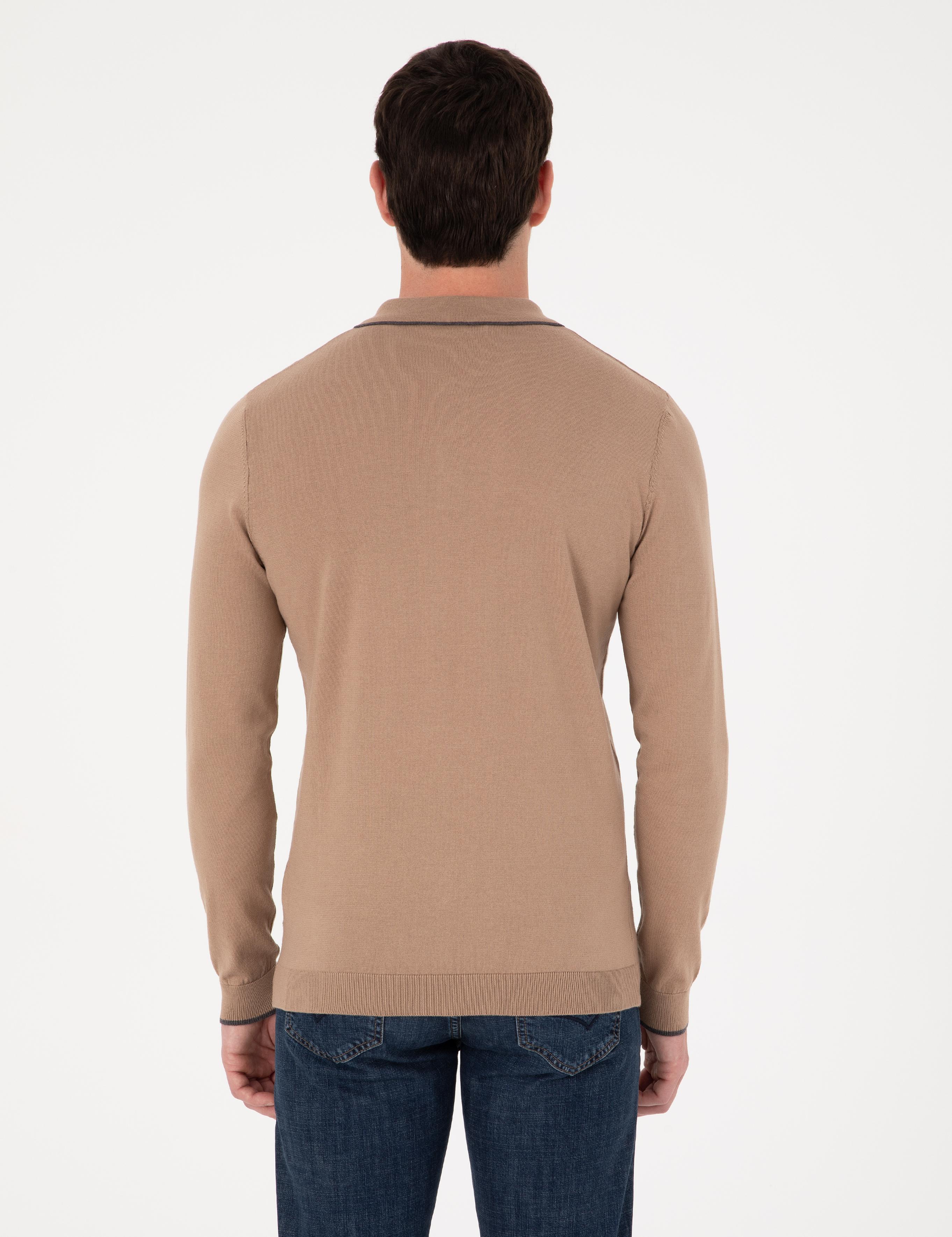 Camel Slim Fit Pamuk Karışımlı Polo Yaka Triko Kazak - 50318712025