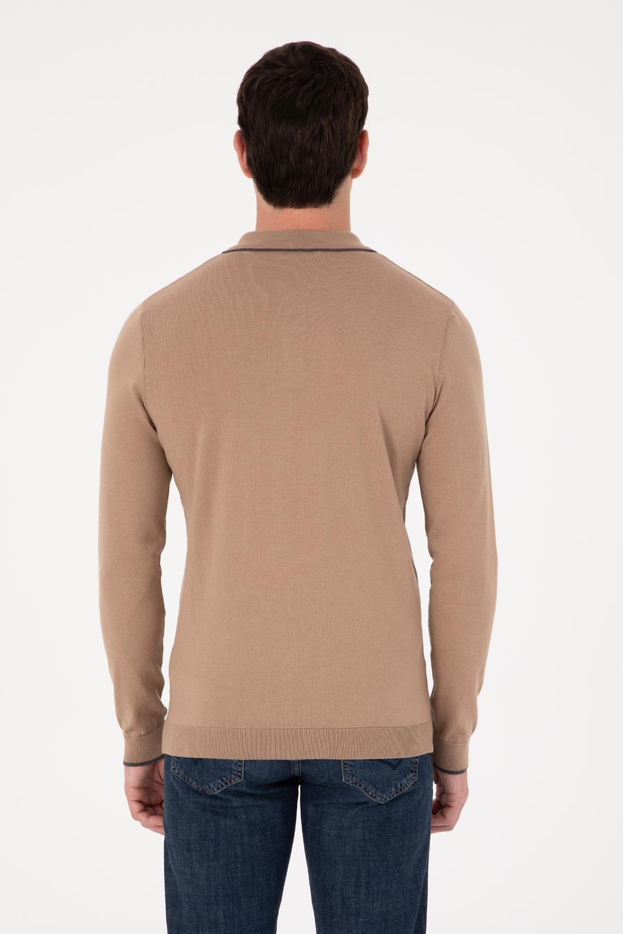 Camel Slim Fit Pamuk Karışımlı Polo Yaka Triko Kazak - 50318712025