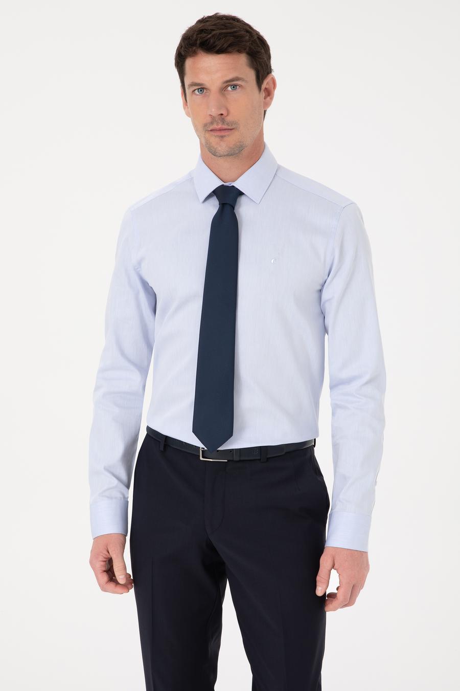 Açık Mavi Slim Fit Uzun Kollu Basic Gömlek - 50270130018