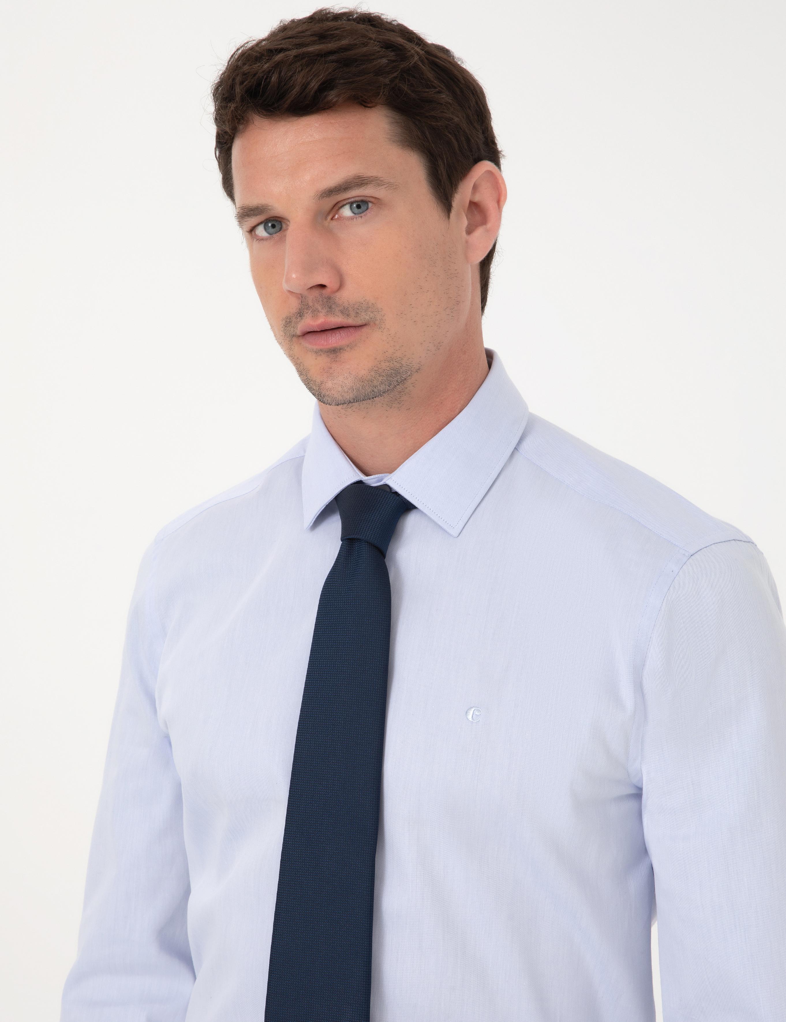 Açık Mavi Slim Fit Uzun Kollu Basic Gömlek - 50270130018