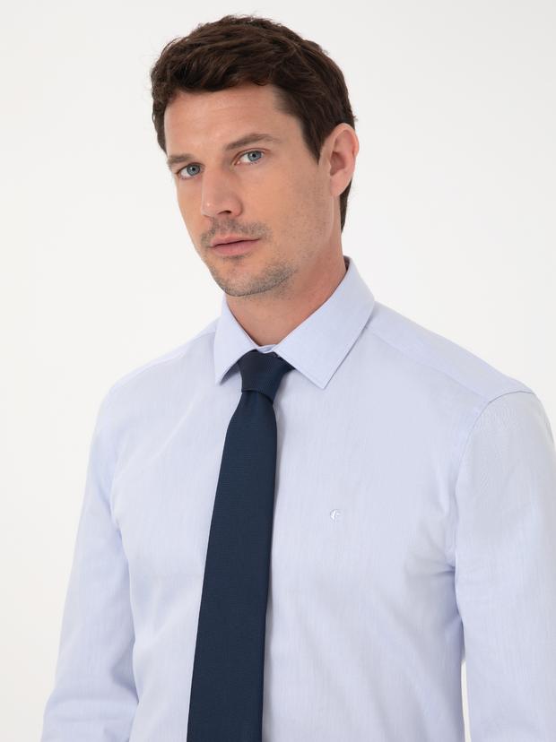 Açık Mavi Slim Fit Uzun Kollu Basic Gömlek