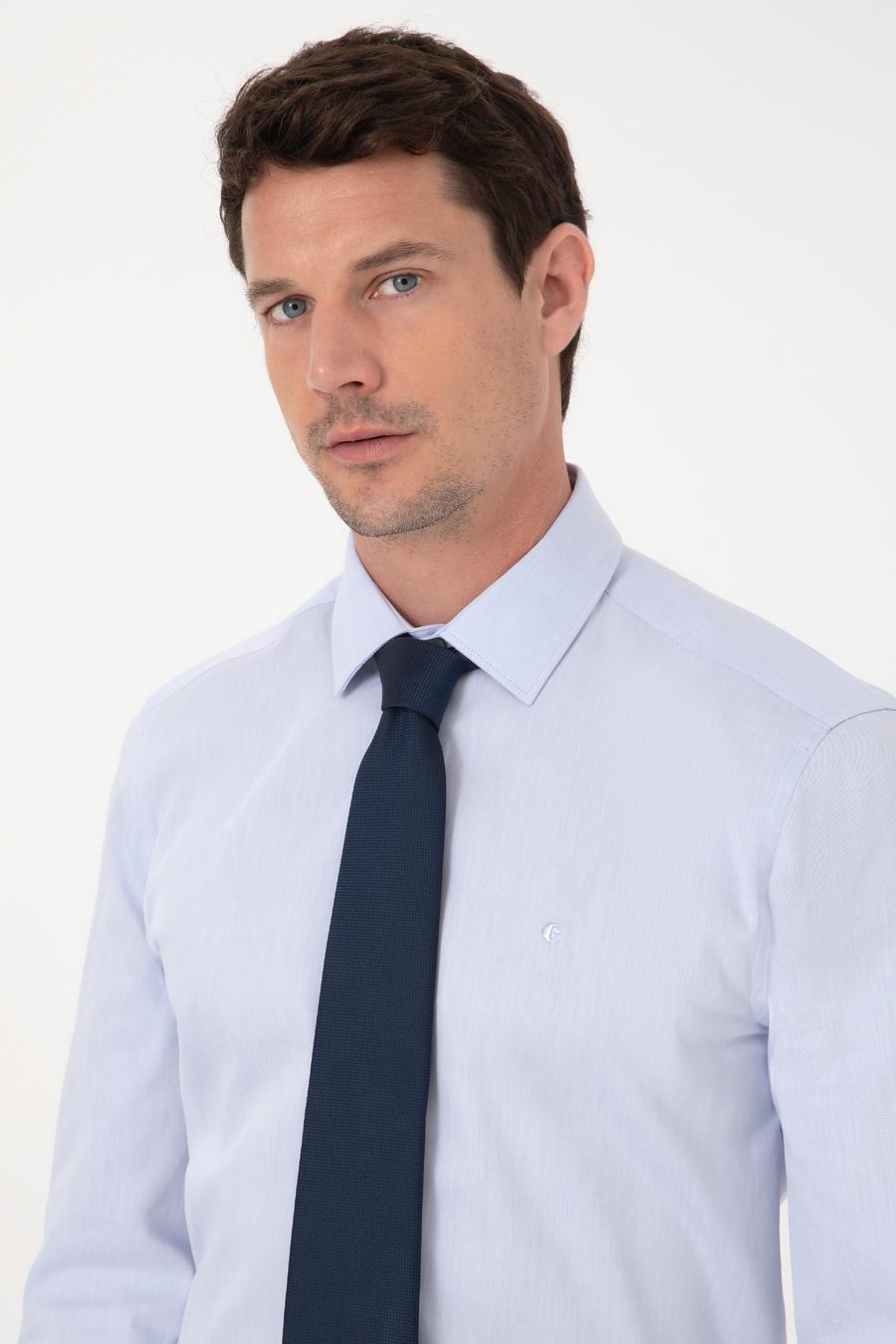 Açık Mavi Slim Fit Uzun Kollu Basic Gömlek - 50270130018